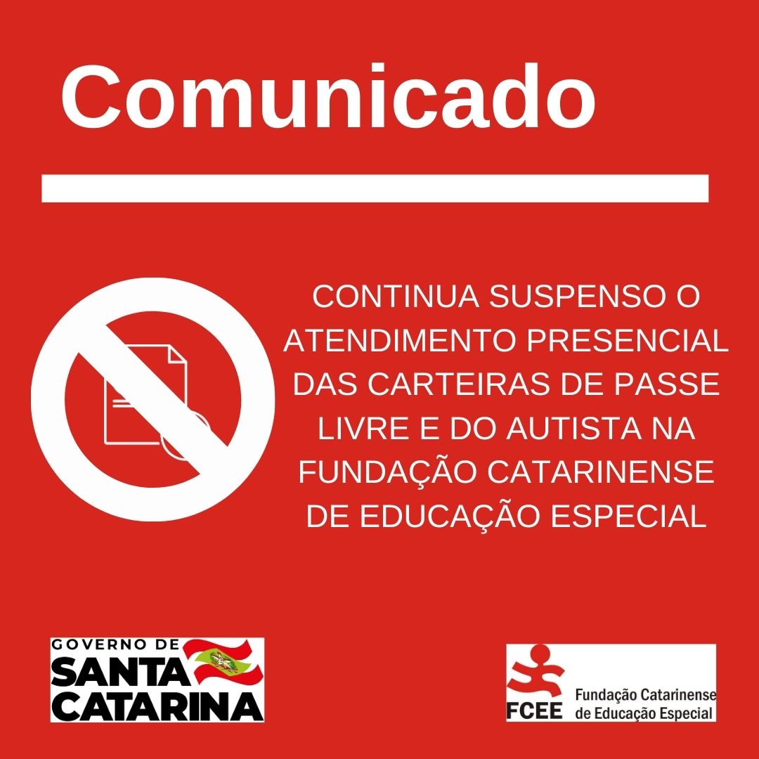 Comunicado: continua suspenso atendimento presencial para Carteiras de Passe Livre e Autismo