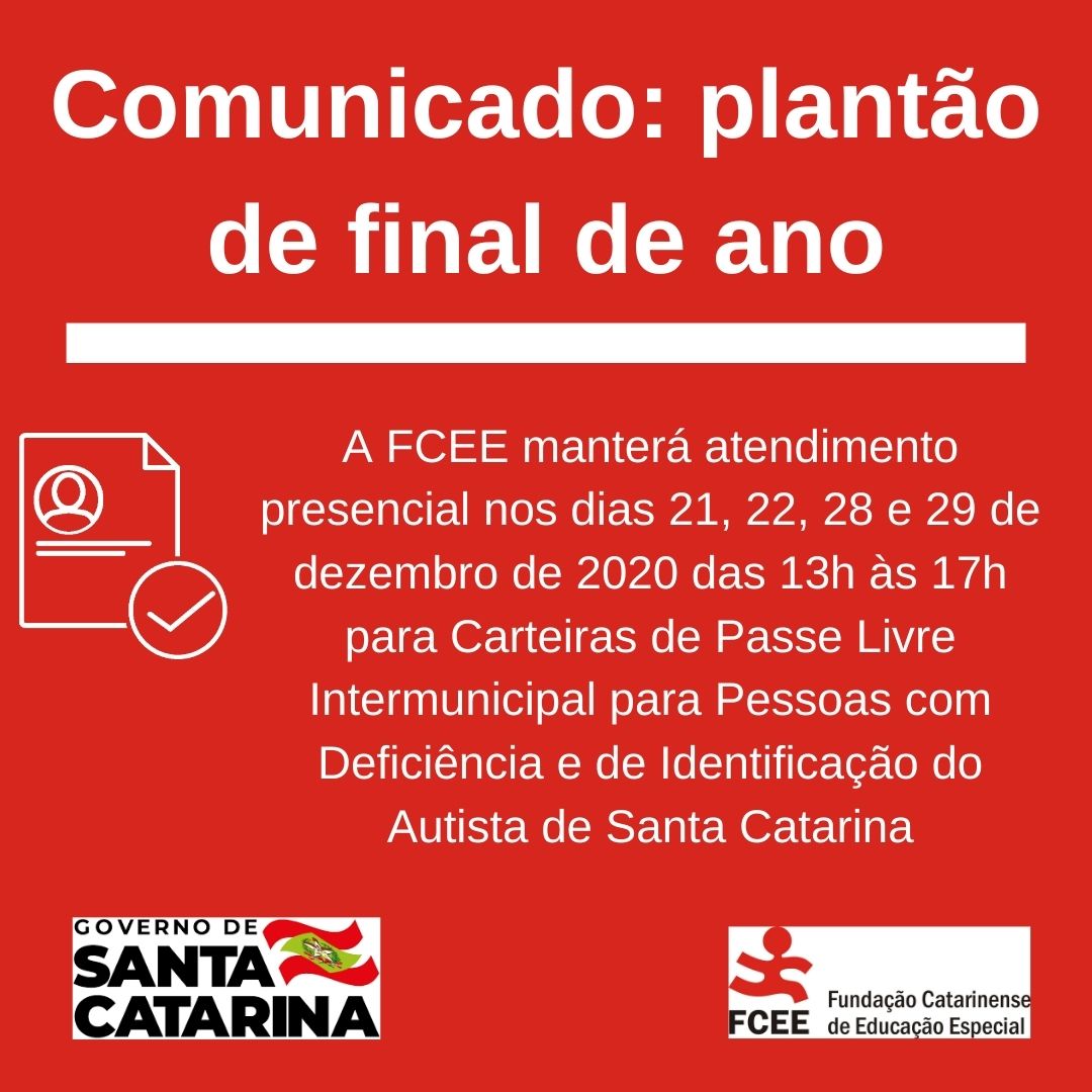 Comunicado: plantão de final de ano