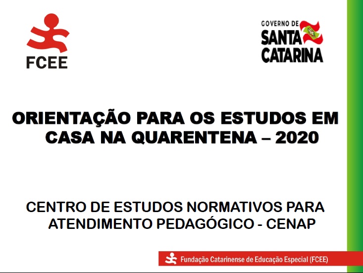 Orientação para os estudos em casa - 2020