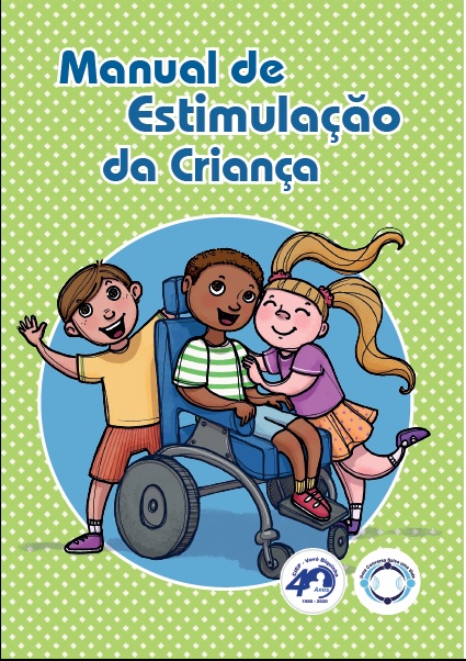 Capa da publicação com desenho de grupo de crianças brincando, uma delas cadeirante 