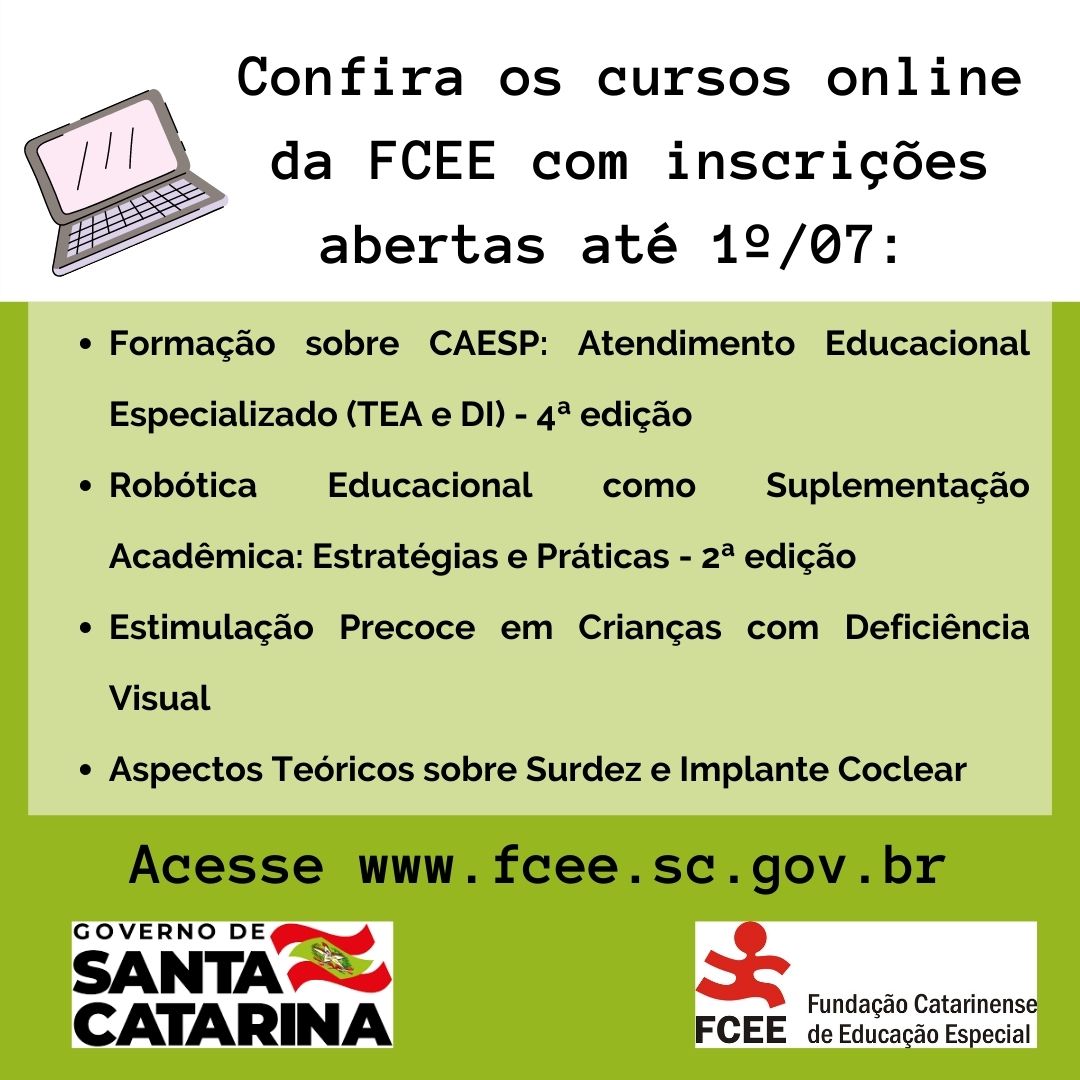 Imagem com texto - Confira os cursos com inscrições abertas até 01 de julho