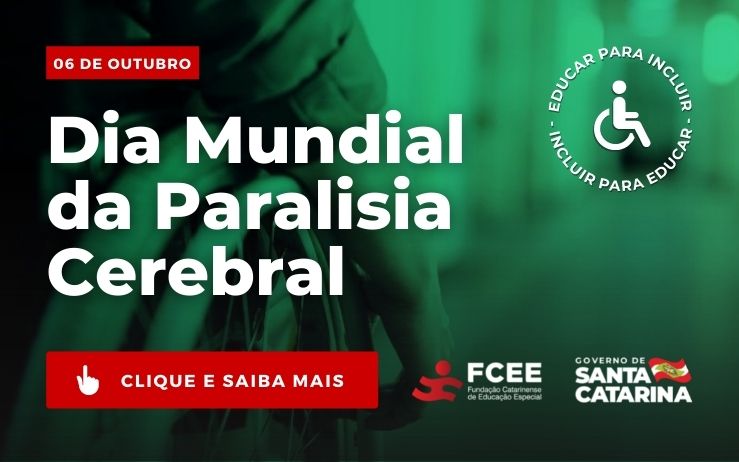 Cartaz fundo verde e texto: 06 de outubro - dia mundial da paralisia cerebral